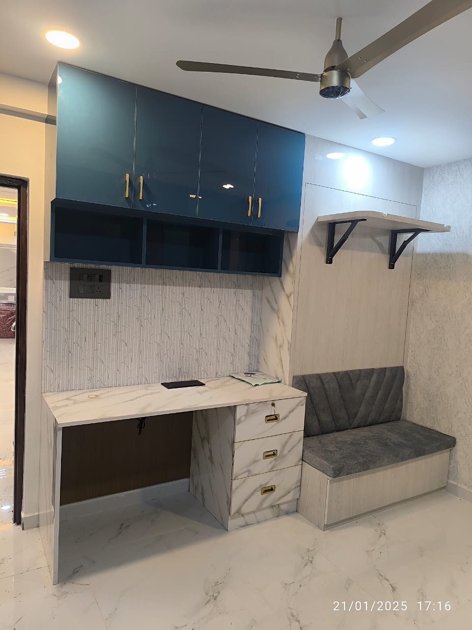 Blue glossy wardrobe