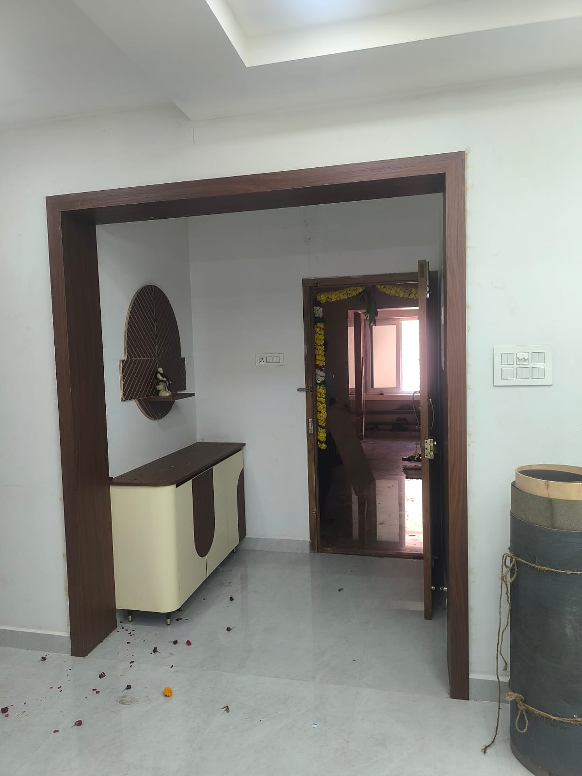 Pooja corner nook wide view
