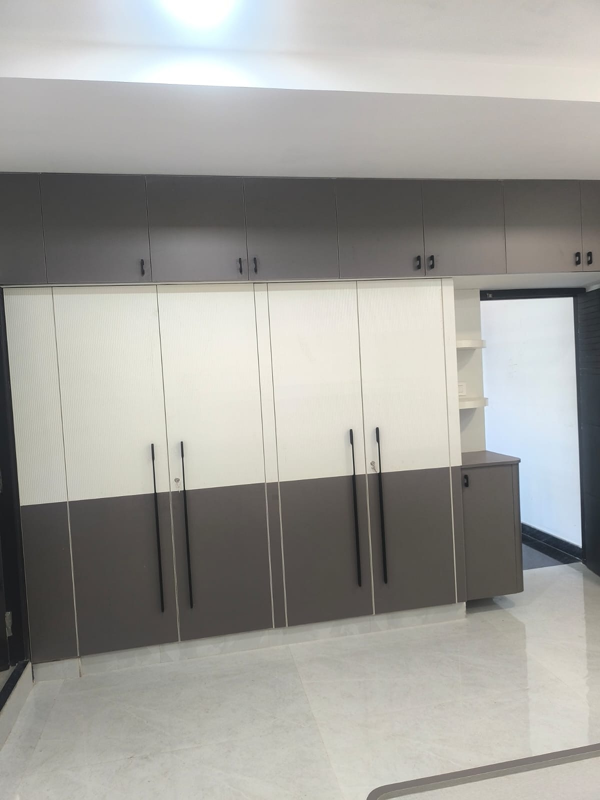 Two-tone brown and white wardrobe